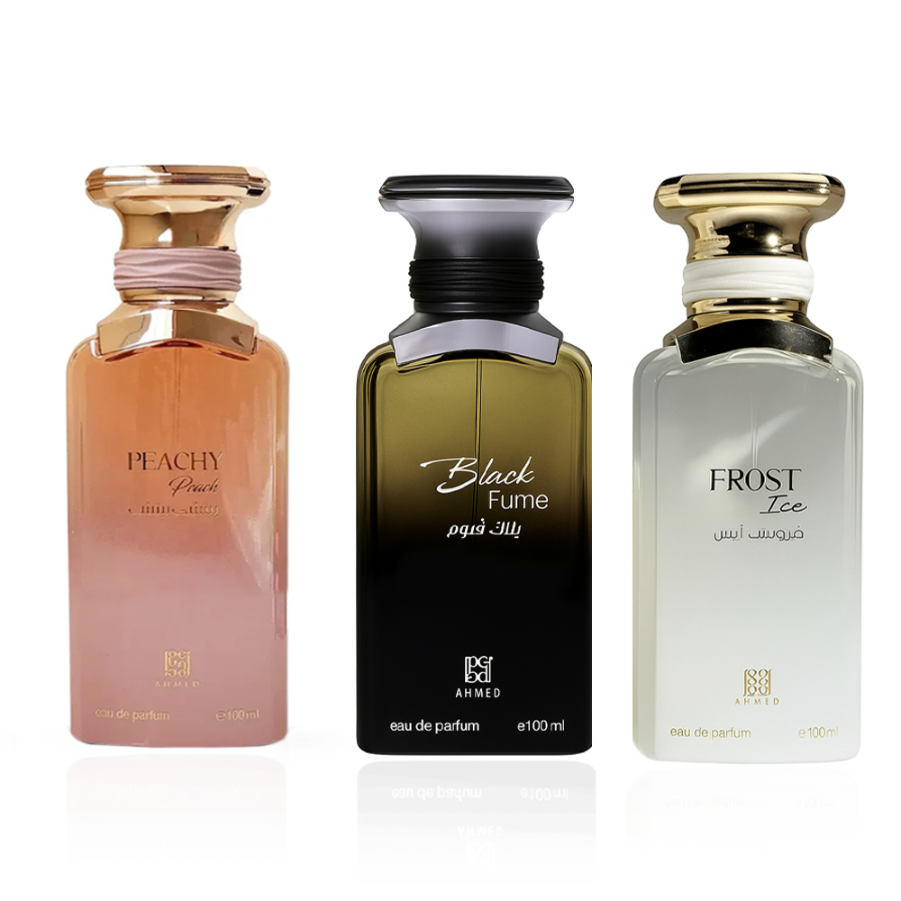 Ahmed Al Maghribi Black Fume, Frost Ice & Peachy Peach Perfume Premium 3-Piece Combo - Image 2