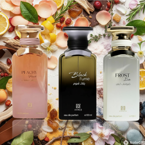Ahmed Al Maghribi Black Fume, Frost Ice & Peachy Peach Perfume  Premium 3-Piece Combo